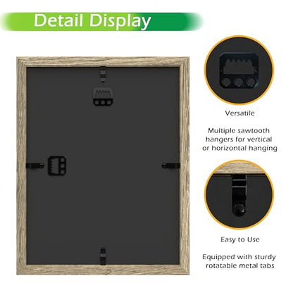 FrameWorks 8.5x11 Driftwood Wooden Shadow Box Frame – Soft Felt Back, Tempered Glass, and Included Elegant White Ball Push Pins - color: Natural, size: 8.5"x11"