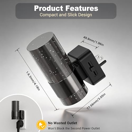 JandCase Night Lights Plug into Wall, 2 Pack Automatic LED Night Light - color: Black Ring-3000K, size: 2 Pack