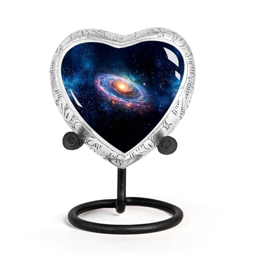 Deep Cosmos Heart Keepsake Cremation Urn for Human Ashes – Small Aluminum Memorial Burial Urn for Men & Women, Decorative Display - size: Small Heart