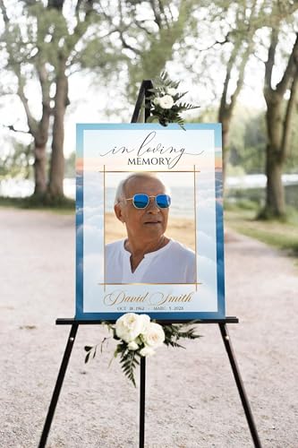 Blue Sky Funeral Welcome Sign, Celebration of Life Welcome Sign, in Loving Memory Sign, Celebration of Life, Celebration of Life Sign, Memorial Sign with Photo,Funeral Welcome Sign #Tfo12 - color: Version #15