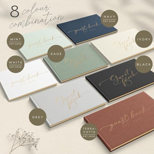 Custom 2025 Wedding Guest Book for Reception — Navy Gold-Foiled Guestbook to Sign in, Elegant Baby Shower Guest Book for Party & Birthday — Photo & Polaroid Guest Book for Wedding & Bridal Shower