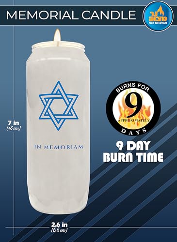9 Day Yahrzeit Memorial Candles, 1 Pack - Plastic Jar - 7 Inch Tall Pillar Candles for Religious, Prayer and Vigil - size: 1 Pack