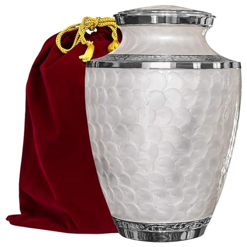 Trupoint Memorials Cremation Urns for Human Ashes, Silver Lining Decorative Burial Urns for Male and Female, Funeral Memorial Urn for Women and Men - Opal, Adult (200LB) - color: Opal, size: Adult