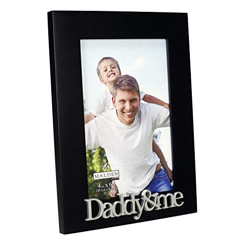Malden International Designs 4x6 Daddy & Me Expressions Picture Frame Silver Finish Daddy & Me Word Attachment Black MDF Wood Frame - style: Daddy and Me