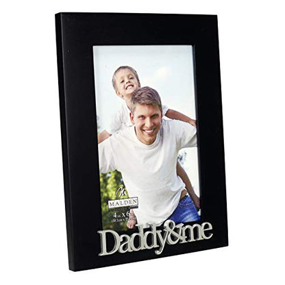 Malden International Designs 4x6 Daddy & Me Expressions Picture Frame Silver Finish Daddy & Me Word Attachment Black MDF Wood Frame - style: Daddy and Me