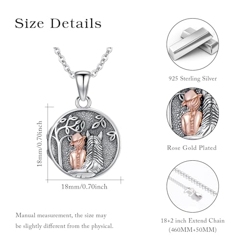 Locket Necklace for Women 925 Sterling Silver Celtic Locket Pendant Necklace Moonstone/Turquoise/Black Agate Heart Shaped Locket Necklace Jewelry Gifts for Women - style: Horse Round