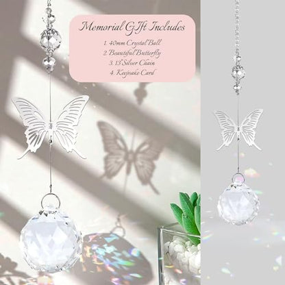 Modern Memorial Gifts: Bereavement Gift Ideas - Symbolic Rainbow Crystal Suncatcher, Funeral Gifts For Loss Of Loved One - color: Butterfly