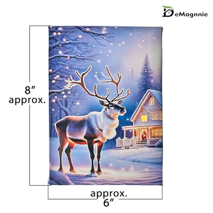 DEMAGNNIE Lighted Canvas Art 6H Timer 8x6 Reindeer Tabletop Wall Dual Use - color: Reindeer S, size: 8"L x 6"W
