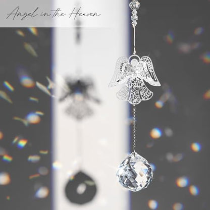 Sympathy Gifts for Loss of Loved One, Angel Design Memorial Suncathcer | Bereavement Gifts Crysal Ornament for Loss of Mom Dad Pet, Grief Gifts for Women, Miscarriage Gift for Mothers with Card - style: Vivid Angel