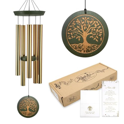 Astarin's Tree of Life Wind Chimes Sympathy Gift Outdoor Remembrance Garden - color: Family Tree