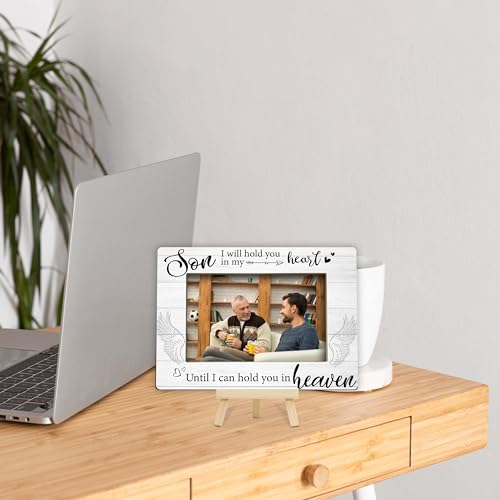 Memorial Gifts for Loss of Son, Memorial Picture Frame, Sympathy Gifts Wooden Photo Frame with Easel, 4x6 Child Loss Picture Frame for Tabletop Display - G02 - style: Loss of Son
