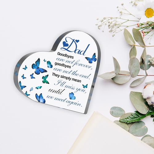 Sympathy Gifts for Loss of Loved One, Memorial Gifts for Loss of Dad, In Memory of Father Plaque, Bereavement Condolences Grief Gifts, Funeral Remembrance Decor Ornament Sign - style: Dad