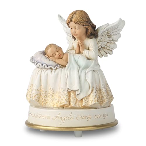 Guardian Angel Music Box Figurine - 5.3 Inches Angel Music Box Figurines, Hand Painted Musical Figure Gifts for Birthday Anniversary, Baptism, First Communion