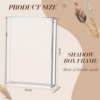 Barydat 2 Pcs 5" x 7" Acrylic Shadow Boxes Display Cases, Shadow Box DIY Frame Clear Acrylic Display Cases Wedding Memory Dried Flower Container Picture Photo Frame for Valentine Day Wedding - size: 5 x 7''