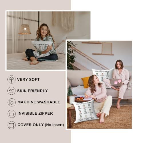 Gentle Reminders Plant Mental Health Pillow Cover 18x18 Double-Sided - color: Gentle Reminders