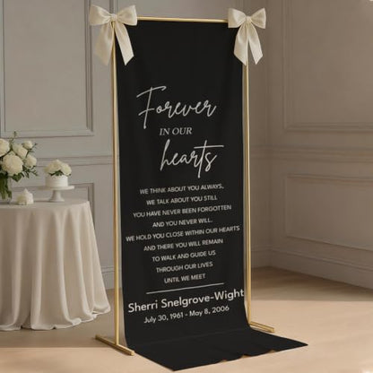 Personalized Forever In Our Hearts Welcome Sign, Funeral Fabric Banner #1 - color: Design 1