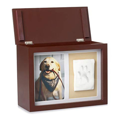 Pearhead Pet Photo Memory Box and Impression Kit for Dog or Cat Paw Print - color: Espresso Clay Pawprint Urn