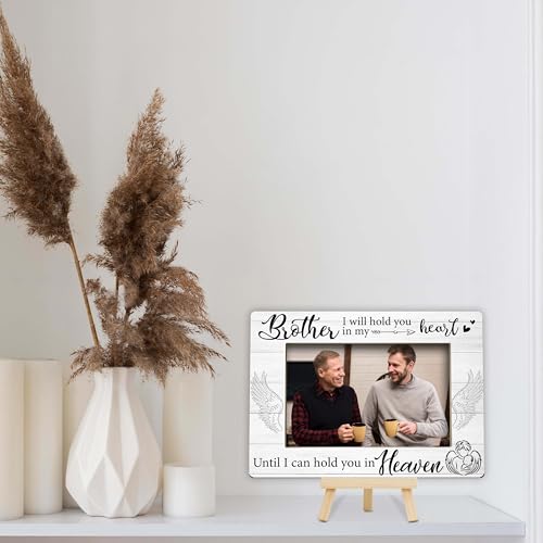 Memorial Gifts Loss of Brother, Sympathy Picture Frame, Remembrance Gifts Wooden Photo Frame with Easel, 4x6 Bereavement Picture Frame for Tabletop Display - G04 - style: Loss of Brother