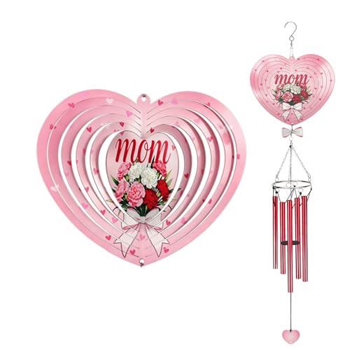Butterfly Wind Chimes, AVEKI 27.5''H Iron Stained Glass Butterfly Wind Chimes Gifts for Mom Outdoor/Indoor Wind Chimes for Home, Garden, Window, Yard, Patio, Lawn Decoration (Mom-Pink) - color: Mom-pink