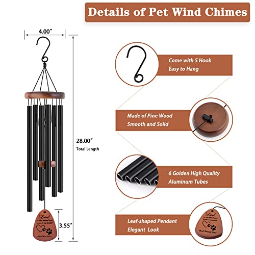 Dog Memorial Gifts, 28" Pet Memorial Wind Chimes, Loss of Dog Sympathy Gift, Pet Loss Passing Away Remembrance Bereavement Gift - color: A-water-black
