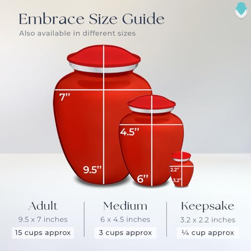Geturns - Adult Personalized Simple Cross Cremation Urns for Human Ashes I Large Bright Red Funeral Urn for Men and Women I 200 lbs - color: Bright Red