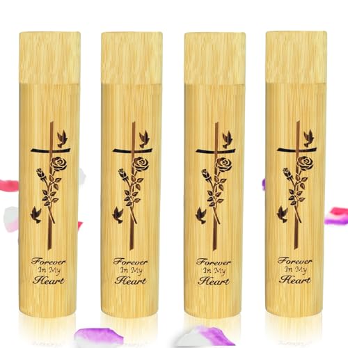 4 Pack Small Biodegradable Bamboo Scattering Tubes Urn for Human Ash - color: Pigeon-rose, size: Small (Set of 4)