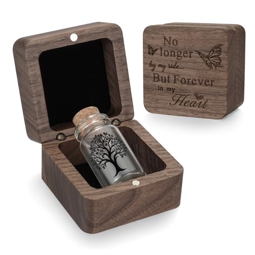 Abooxiu Small Urns for Human Ashes Keepsake Wooden Box 1.65 Inches Mini Glass Urn Cremation Urn Memorial Small Ashes Keepsake Urns Mini Funeral Burial Urn for Adult Males Females Pets - Black Tree