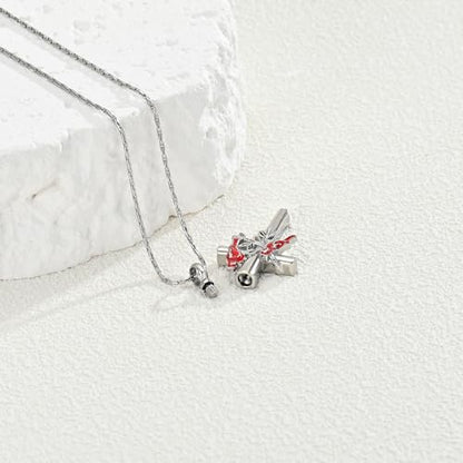 constantlife Cardinal Urn Necklace for Ashes Stainless Steel Red Blue Bird Pendant Cremation Keepsake Human Pet Memorial Jewelry for Women Men - color: Silver