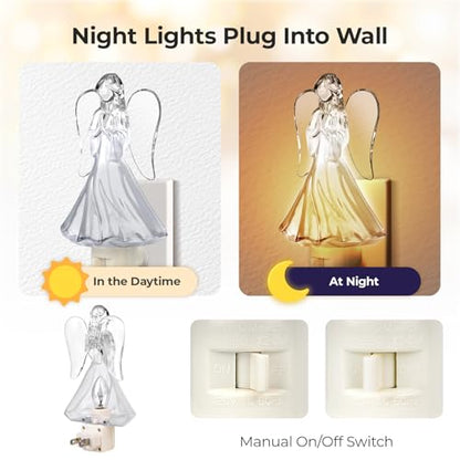 Praying Angel Night Light Plug into Wall with On Off Switch 5w C7 Bulb, Home Decoration for Any Room-Bedroom Bathroom Kitchen Hallway Classroom - style: Angel