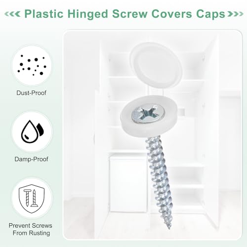 M METERXITY 100-Pack Plastic Hinged Screw Cover Caps, 3mm Shutter Screws with Caps, Fold Snap Washer Covers, Washer Flip Protection Covering M3 M4 M5 Screws Heads [White] - color: White, size: 3mm