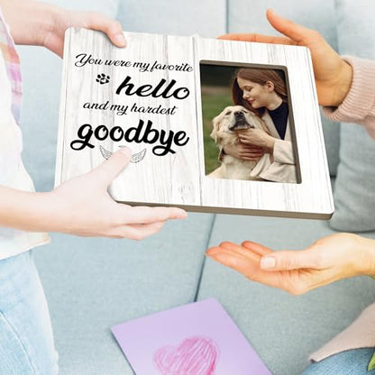 Dog Memorial Gifts Loss of Dog, Pet Remembrance Gift, You Were My Favorite Hello Wooden Picture Frames, 4x6 inch Photo - color: Orange