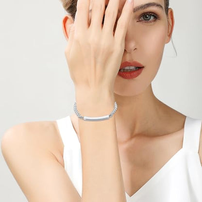 Cremation Urn Cuff Bracelet for Ashes Stainless Steel Crystal Cube Cremation Bangle Keepsake Ashes Jewelry - color: Steel