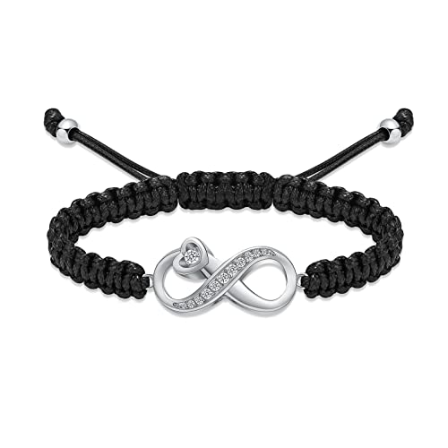 Infinity Urn Bracelet for Ashes Cremation Jewelry Stainless Steel Adjustable Braided Rope Bracelets Memorial Bangles Ash Holder for Human Pets Keepsake Jewelry for Loved Ones with Fill Tool - color: Silver