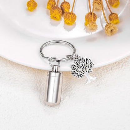 Gredstar Cremation Urn Keychain for Ashes, Cylinder Memorial Keepsake - color: Tree of Life