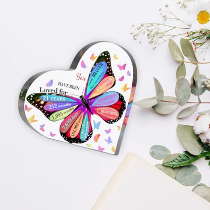 21 Year Old Birthday Gifts, Inspirational Butterfly Keepsake Sign for Women Men, Happy 21st Birthday Gifts Idea for Sister Coworker Bestie, Table Desk Sign for Home - style: 21st Birthday