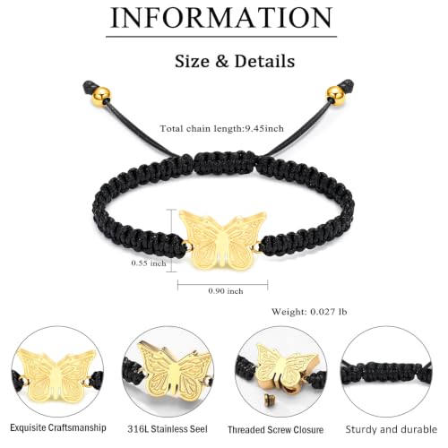 zeqingjw Butterfly Urn Bracelet for Ashes for Women Men - color: Gold