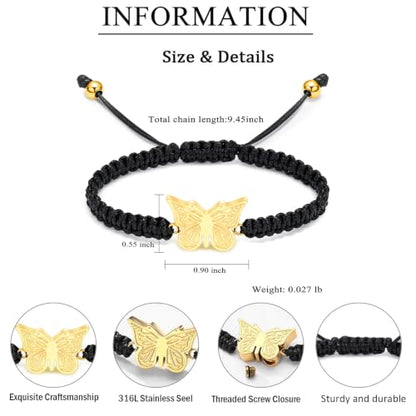 zeqingjw Butterfly Urn Bracelet for Ashes for Women Men - color: Gold