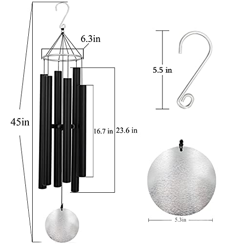 ASTARIN Large Wind Chimes Outdoor Deep Tone,Black - size: 45“ Black