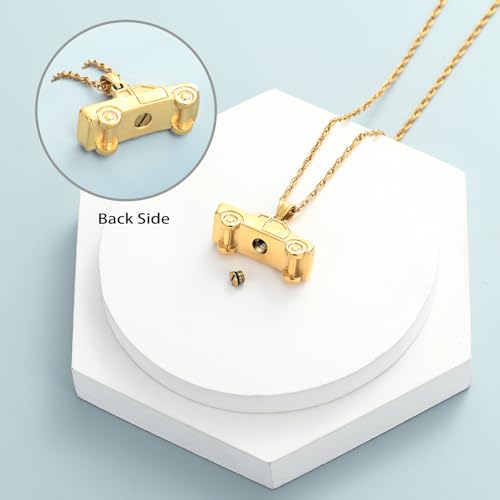 shajwo Pick Up Truck Urn Necklaces for Ashes for Men - color: Gold