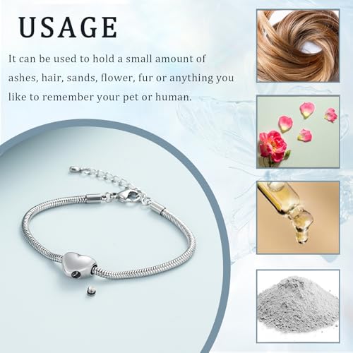 Imrsanl Heart Urn Bracelet for Ashes Cremation Jewelry for Women - color: Silver