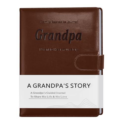 Artmag Grandpa's Life Story Journal with 250+ Prompt Questions, Family Keepsake Book Leather Cover for Grandpa to Share His Memories for Birthday Father's Day Christmas (Brown) - style: Grandpa's Life Story Journal （Brown）