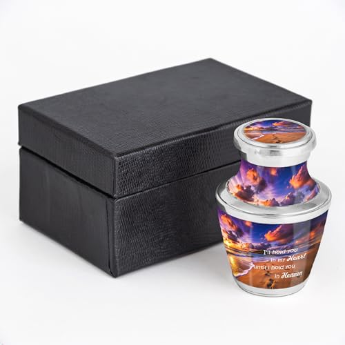 Footprint Keepsake Cremation Urn for Human Ashes – Small Aluminum Memorial Urn with Inspirational Quote, Decorative Remembrance Keepsake for Men & Women - size: Small Keepsake