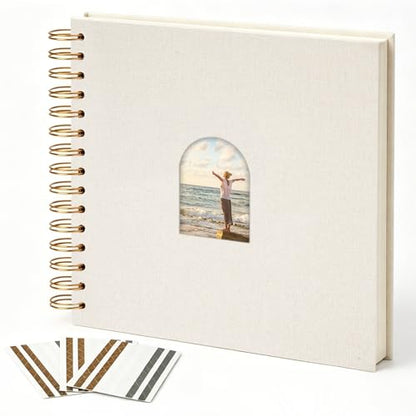 Vienrose Scrapbook Album,40 Pages,8x8 Inch,Beige | Linen Arch Window,Personalized DIY Photo Album – Wedding,Baby Shower,Anniversary,Travel,Keepsake Gift - color: Beige, size: 8 INCH 40 Pages