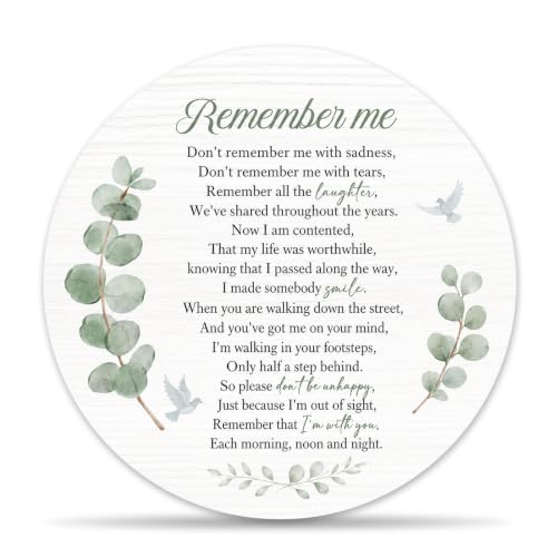 Sympathy Gifts for Loss of Loved One, Eucalyptus Memorial Wooden Plaque for Home Office Desk Wall Decor, 8 Inch Bereavement Gifts for Men Women Father Sister -C09 - color: Greenery