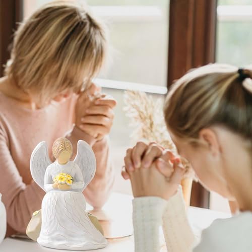 Guardian Angel Statues and Figurines, Hand-Painted Collectible Sculpture | Resin Angels Decorativos, Ornaments Mom Birthday Gifts, Home Decor Ornament - style: Guardian Angel