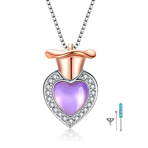 Sterling Silver Urn Necklace for Ashes for Women: Infinity Cremation Jewelry for Women - Ashes Keepsake Pendant Memorial Jewelry Gifts for A Loss of Loved Ones - color: rose heart