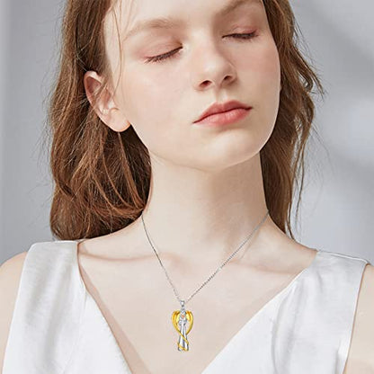 SOULMEET Cremation Jewelry for Ashes, Sterling Silver Urn Necklace for Ashes Women Men, Cherish Memories Cremation Jewelry to Keep Someone Near to You - color: L-Guardian Angel Prayer