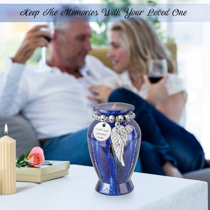 SOITIS Customized Small Urns for Human Ashes Keepsake, 2.83 Inches Urn for Women Men, Customized Aluminum Cremation Urns for Human Ashes-Blue Urn - color: Custom-blue