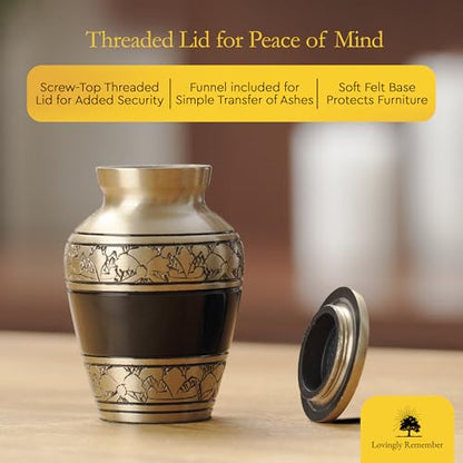 Mini Urns for Human Ashes Keepsake – Gold Brass and Chenille Velvet Heart Case