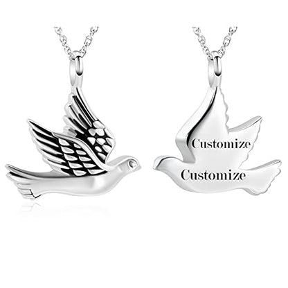 shajwo Cremation Jewelry for Ashes Stainless Steel Peace Dove Urn Keepsake Memorial Ash Holder Cremation Urn Pendant Necklace - color: Customize